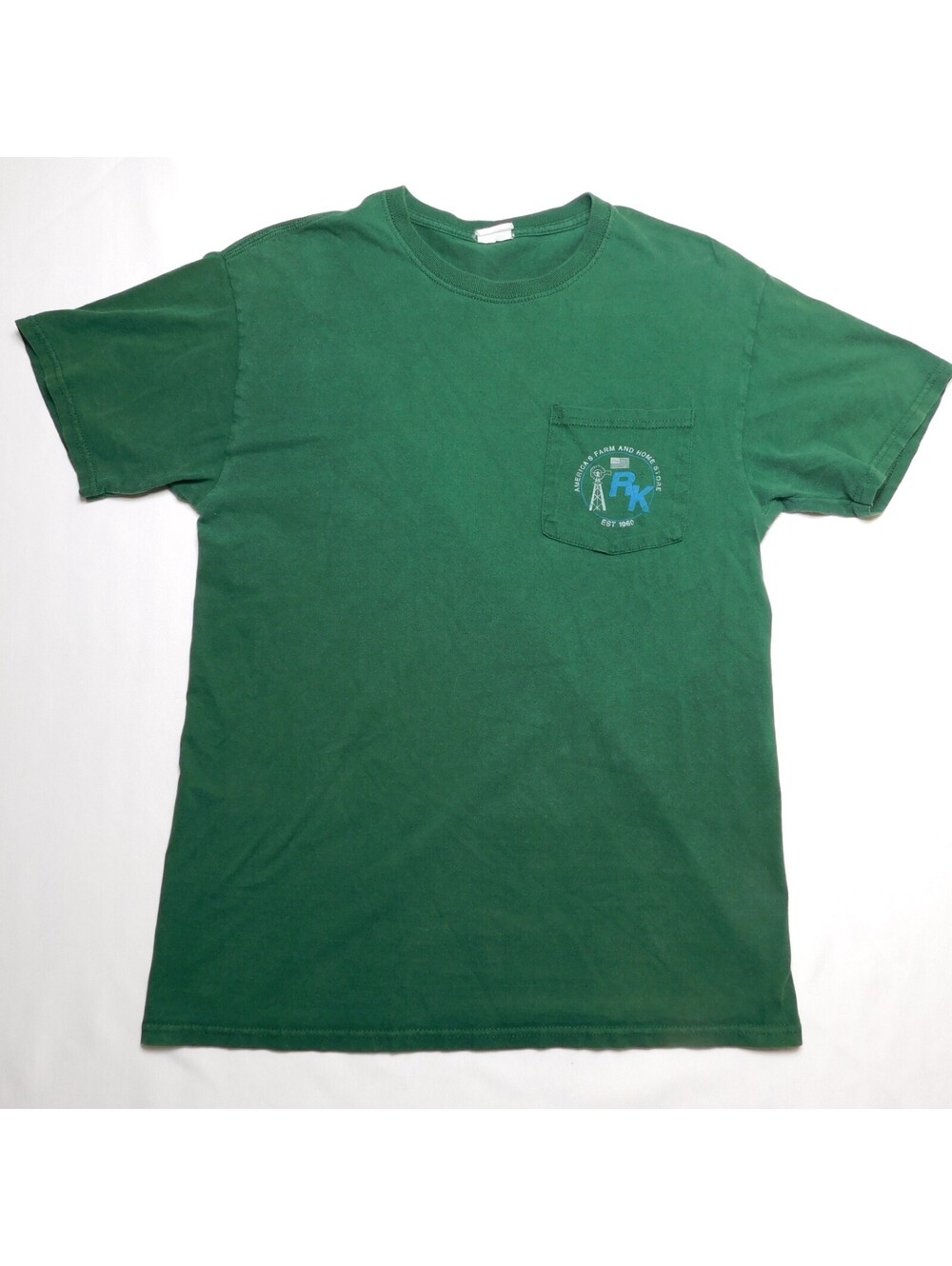 Rural King T-Shirt Men's Medium Green Front Pocket Workwear Short Sleeve 19x27